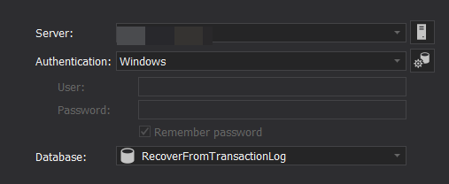 Connect to the SQL Database using ApexSQL Log