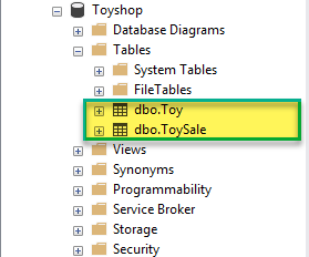 Creating sample database named Toyshop.