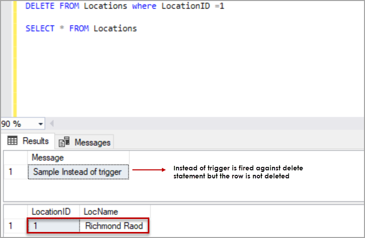 INSTEAD OF TRIGGERs in SQL Server