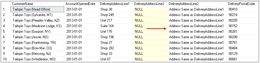replace the NULL value with custom message