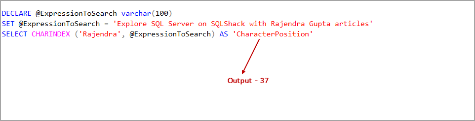 Search a substring position in a specified string 