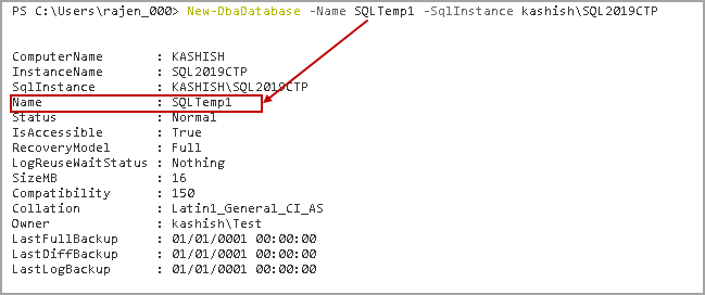 Specify Database name using DBATools