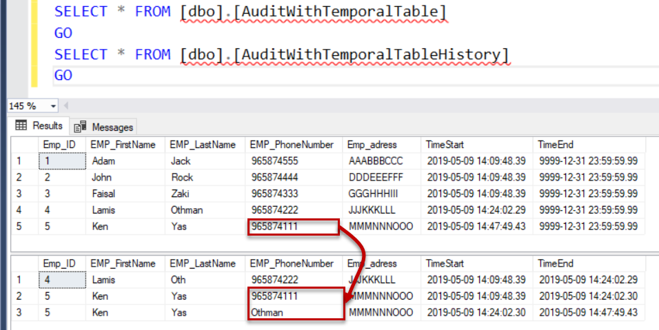 SQL Server audit - result after fixing update