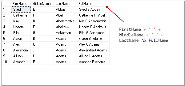 SQL Server CONCATENATE 