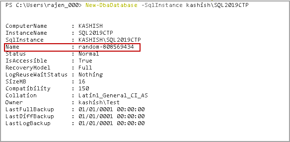 SQL Server Database using DBATools command
