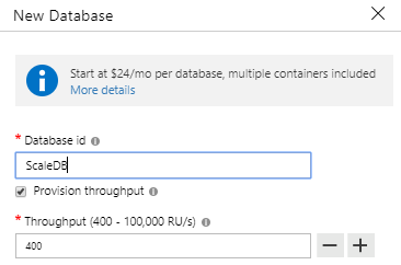 We create a SQL API database in our Azure Cosmos DB