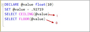 Sql round ceiling floor