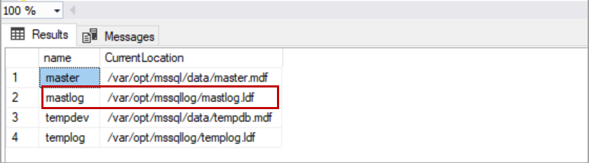 master database log file location in Kubernetes cluster