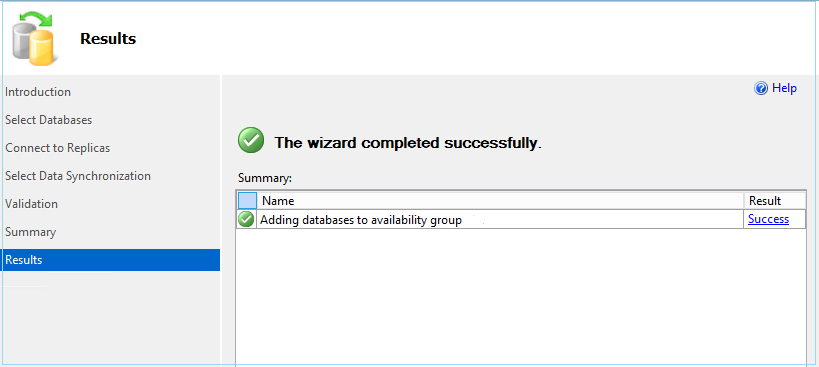 Message after adding database into Always on Availaibilty Group