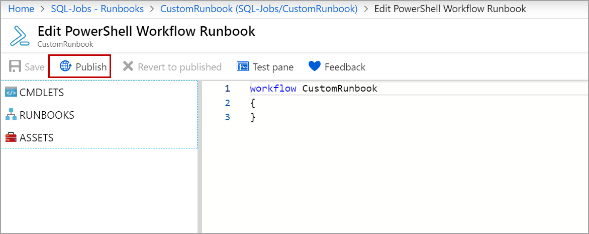 publish custom runbook