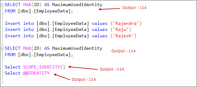 SQL  SCOPE_IDENTITY() function