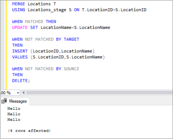 SQL Server merge example with instead of triggers