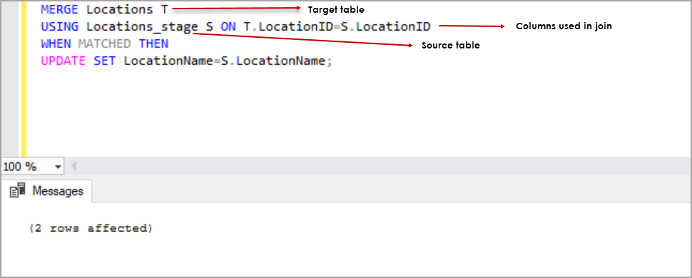 SQL Server merge example