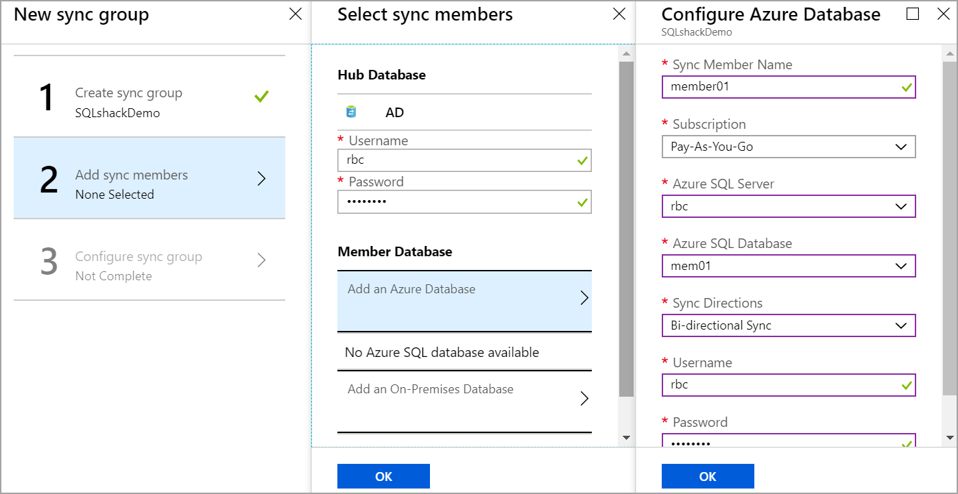Add member to Azure data sync group