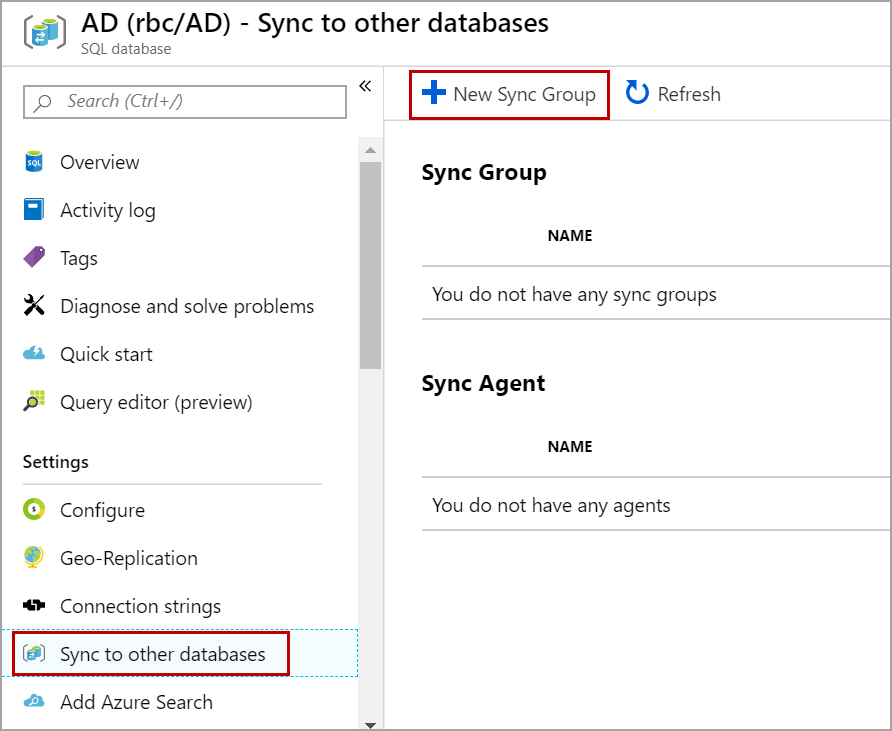 Azure SQL Data sync group