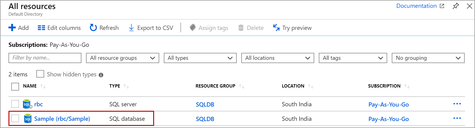 Azure SQL database