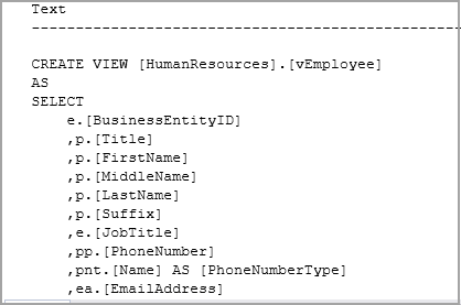 Output of EXEC sp_helptext 