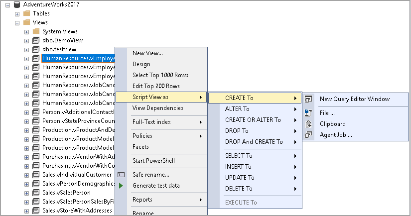 Sql show view