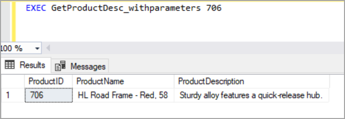 SQL Server stored procedure with parameters