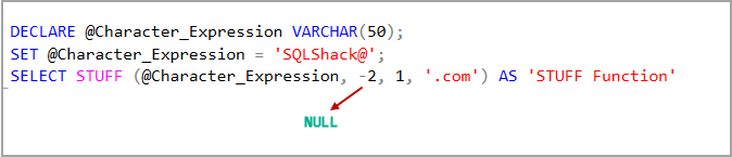 STUFF function with a negative start position value