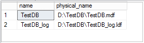 the database view sys.database_files