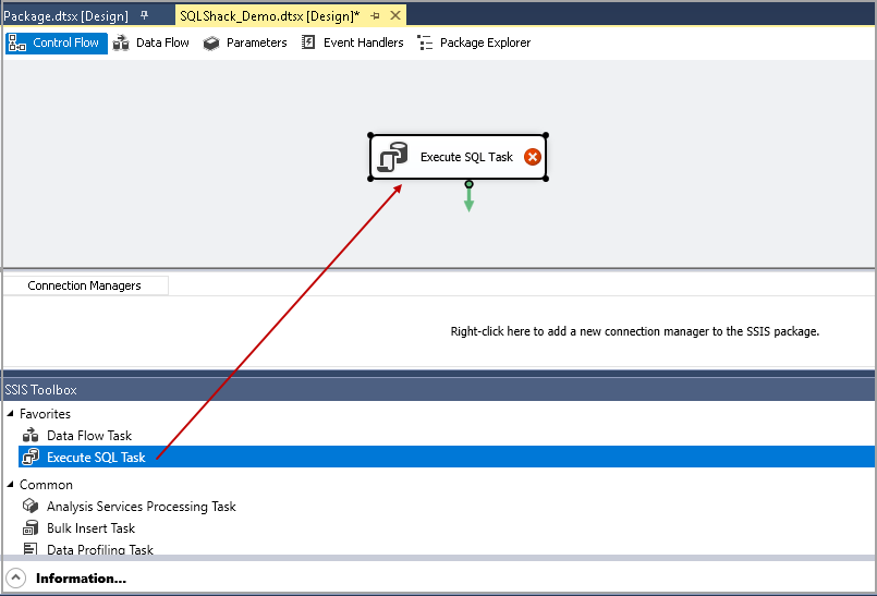 Execute SQL Task in the Control Flow