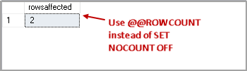 SET NOCOUNT and @@ROWCOUNT function