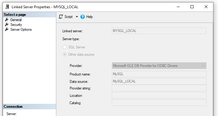 Adding MySQL Linked Server for TSQL
