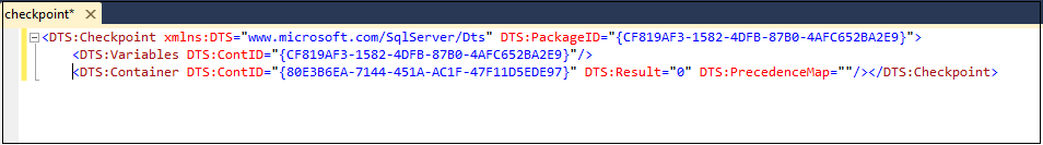 Content of SSIS CHECKPOINT file