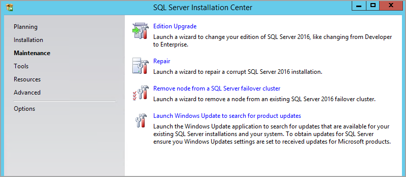 Edition Upgrade Wizard in SQL Server set up