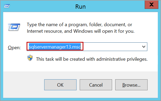 open SQL Server configuration manager from run