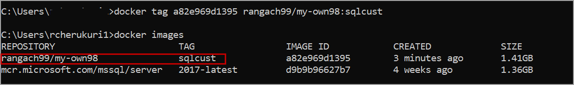 tagging image created from docker container