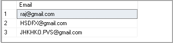 Use T-SQL Regex to Find valid email ID's