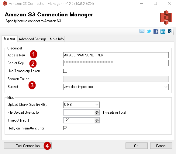 Amazon S3 connection Manager
