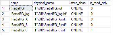 Database files states