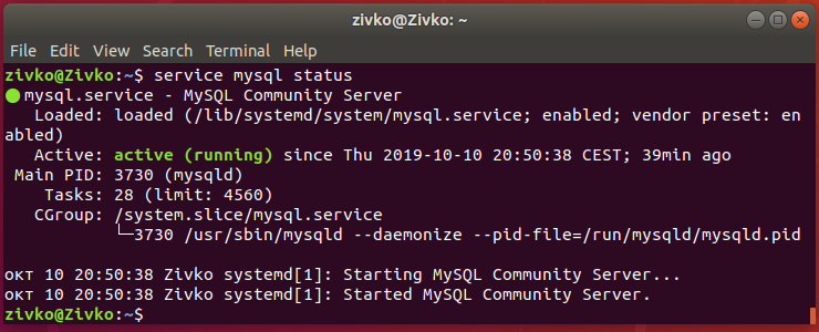 Mysql connect terminal