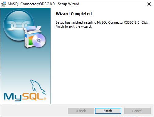 MySQL Connection/ODBC wizard - Wizard Completed dialog