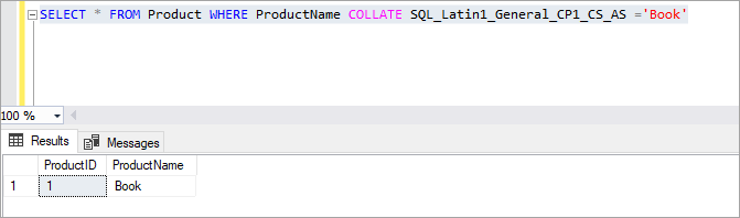 select statement with collate sql command