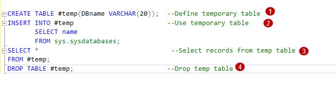 SQL Temporary table