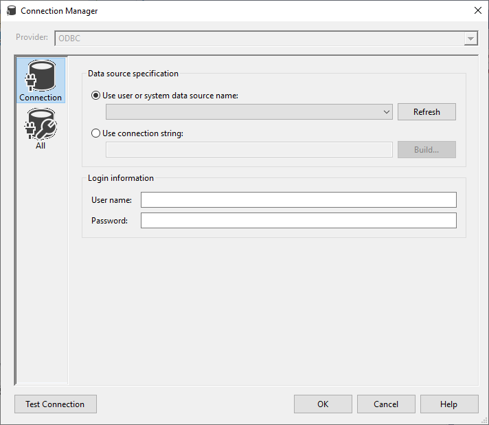 This image shows the ODBC SSIS connection manager editor form
