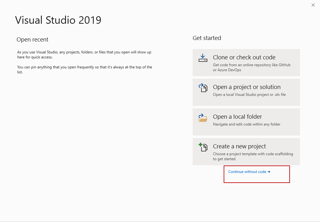 Launch Visual Studio 2019 