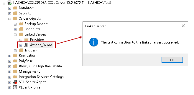 Linked server successful connection
