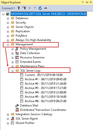 where is some of the sql server error log
