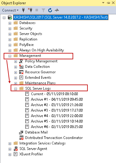 SQL Server error logs