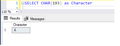 T-SQL statement for ASCII to Char