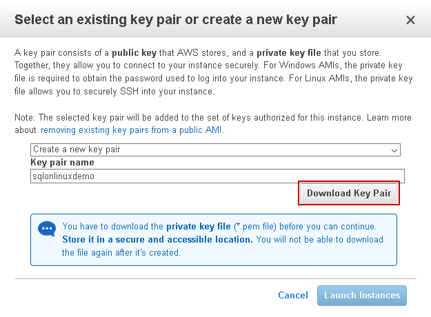 Download key pair