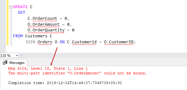 Update query in sql