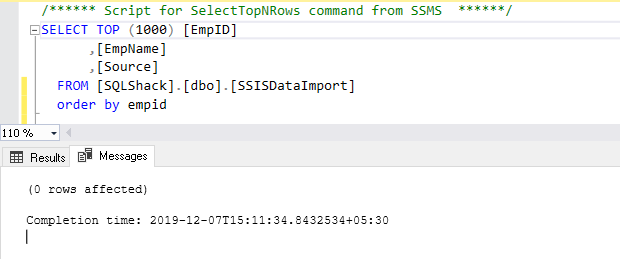 No data in SQL table
