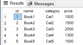 Output From Running Simple SQL Except statement - example 1
