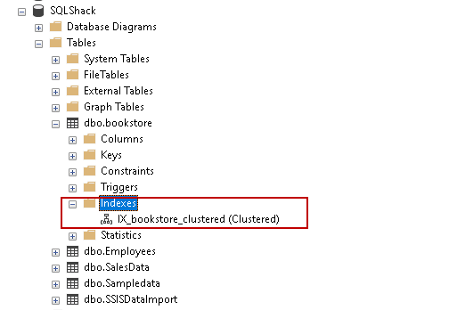 View clustered index in object explorer